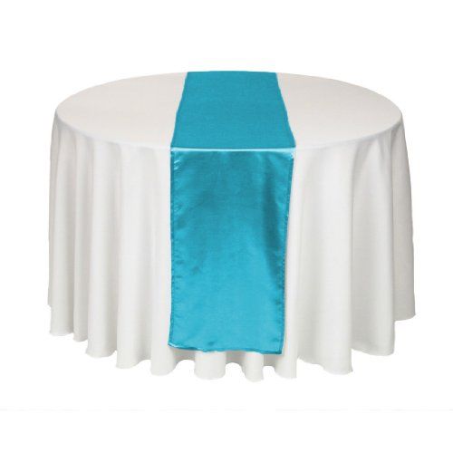 Table ronde avec nappe bleue