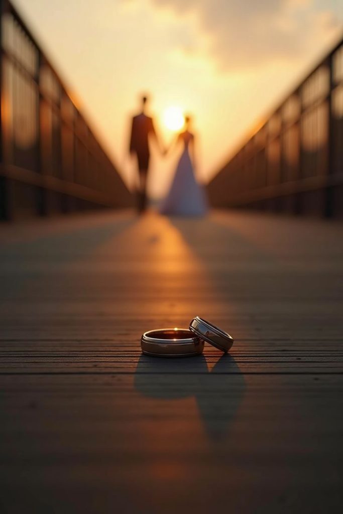 Bague de mariage au coucher de soleil
